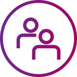 Lila cirkel med vit symbol